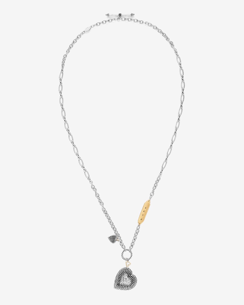 Convertible Mixed-Metal Heart Pendant Necklace