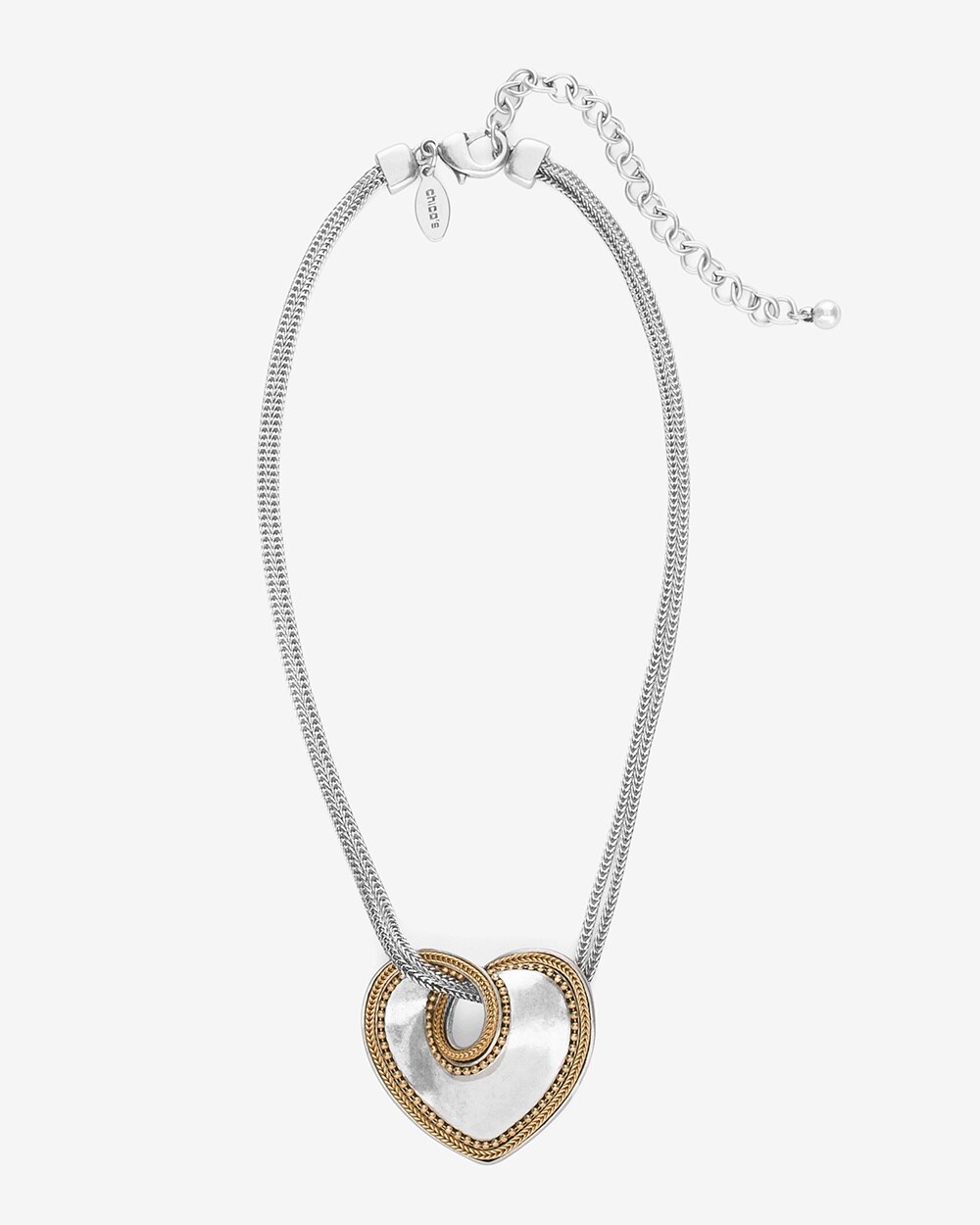 Mixed-Metal Heart Pendant Necklace