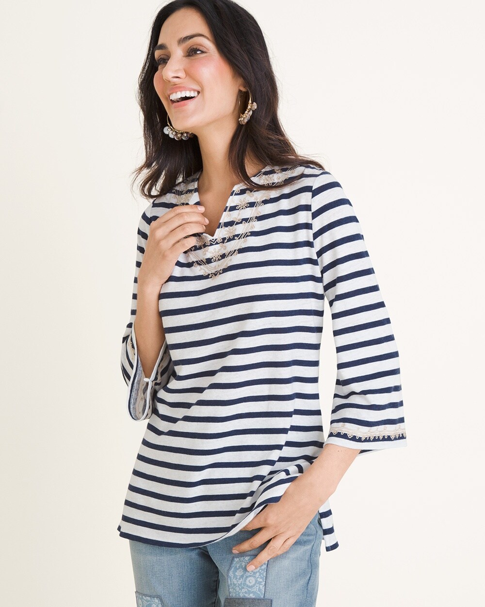 Striped Embroidered Tunic