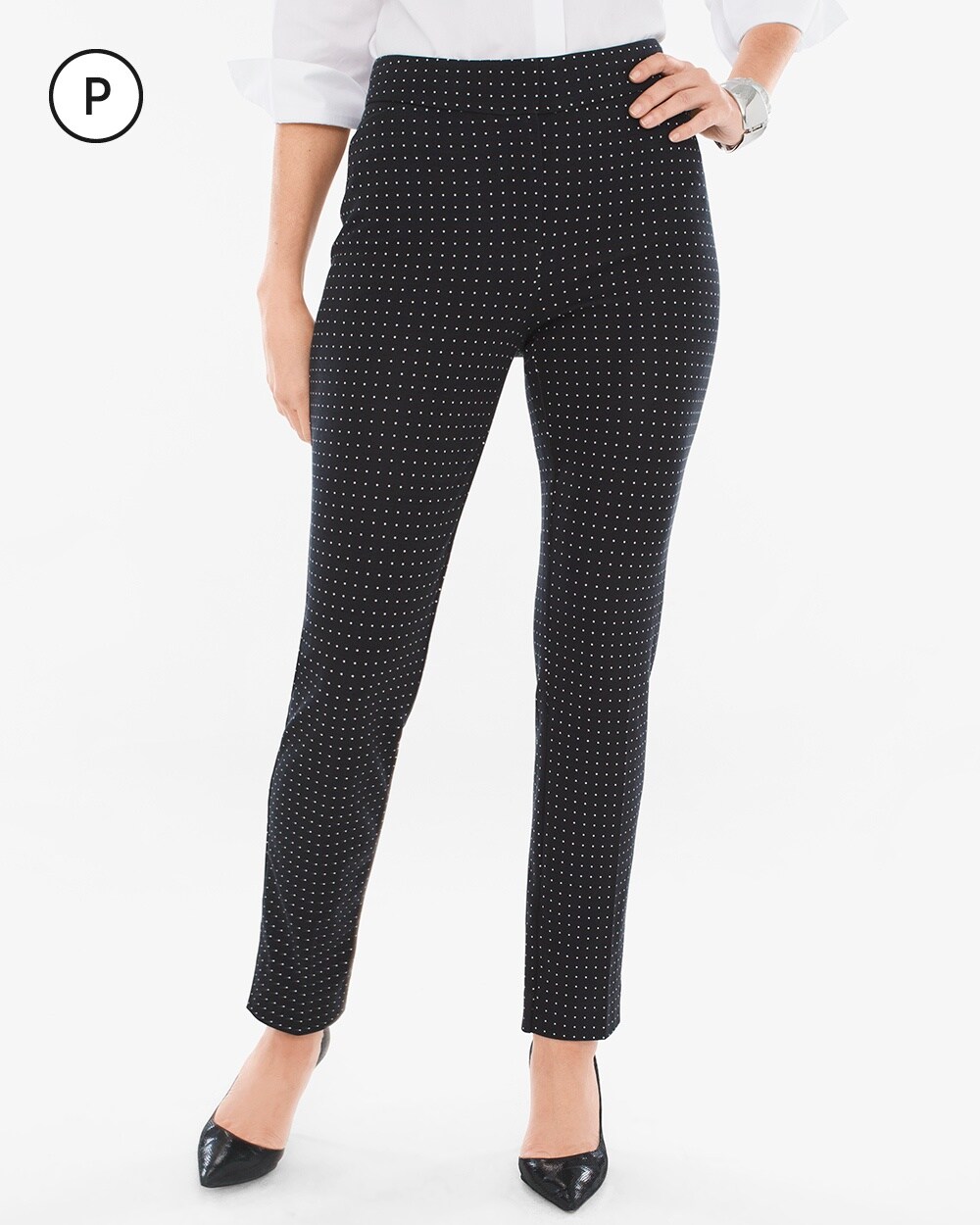 Petite Ponte Dot Tapered Ankle Pants