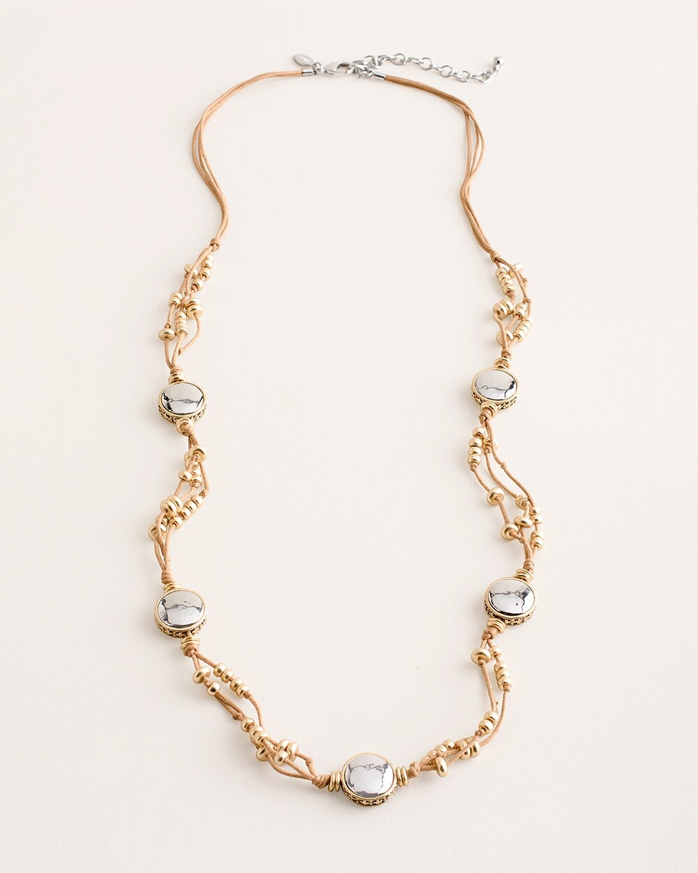 Long Mixed-Metal Cord Single-Strand Necklace