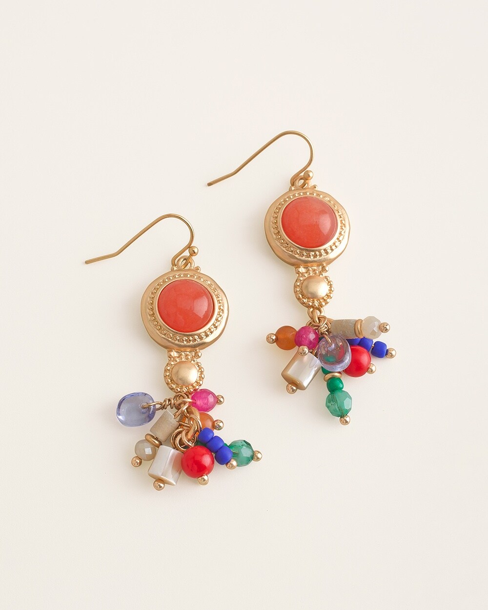 Multi-Colored Seed Bead Cluster Earrings