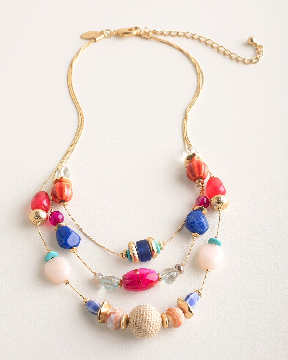 Gold-Tone and Multi-Colored Beaded Illusion Necklace
