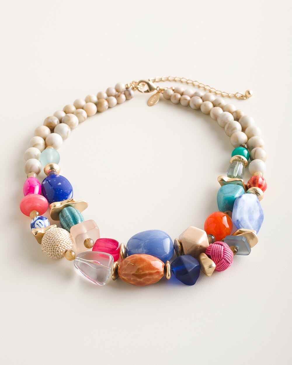 Short Multi-Colored Beaded Multi-Strand Necklace