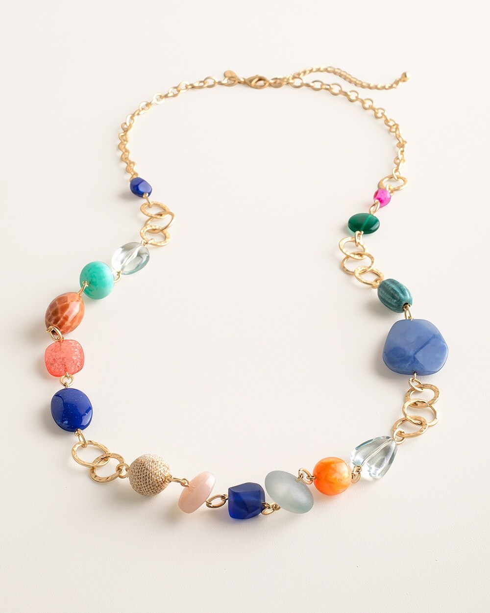 Long Gold-Tone and Multi-Colored Beaded Necklace