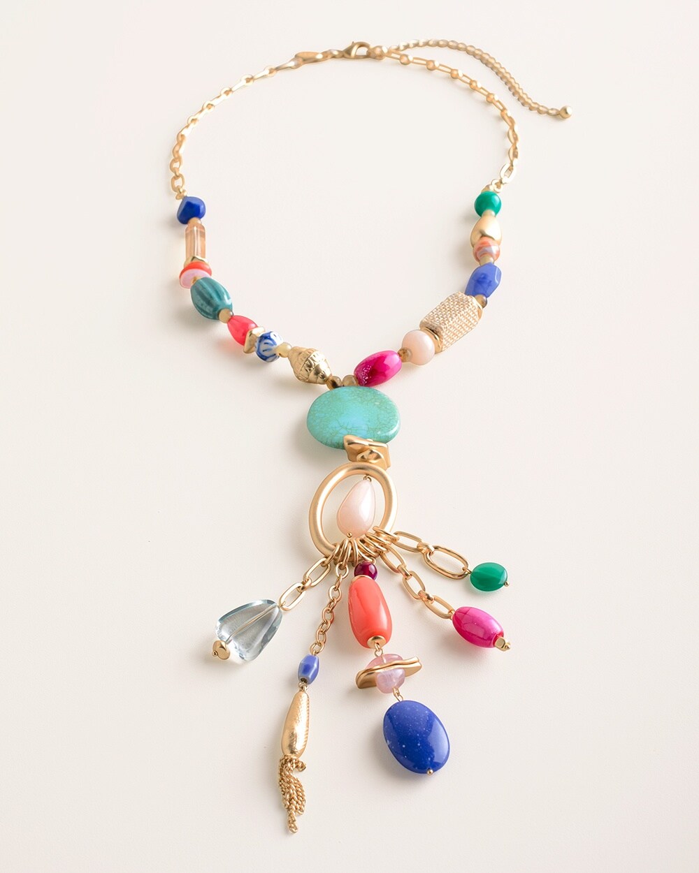 Gold-Tone and Multi-Colored Y-Necklace