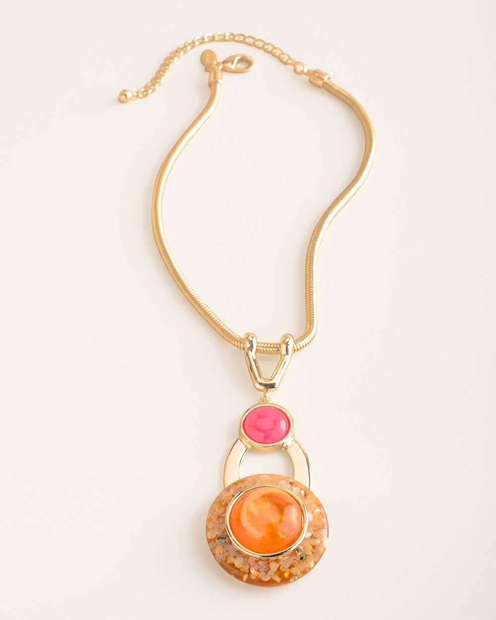 Short Fiery Gold-Tone Pendant Necklace