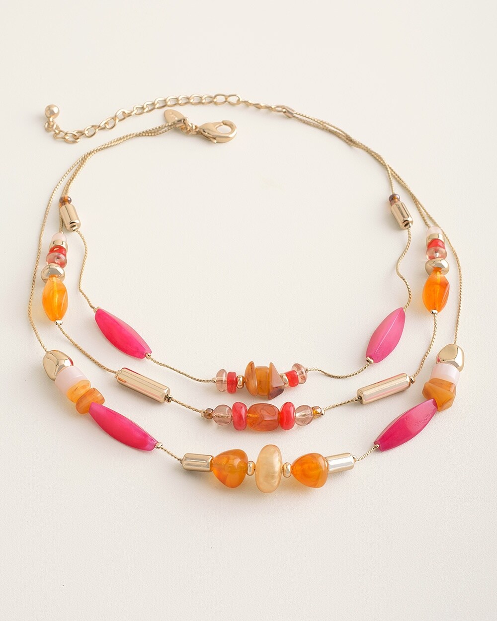 Short Fiery Gold-Tone Illusion Necklace