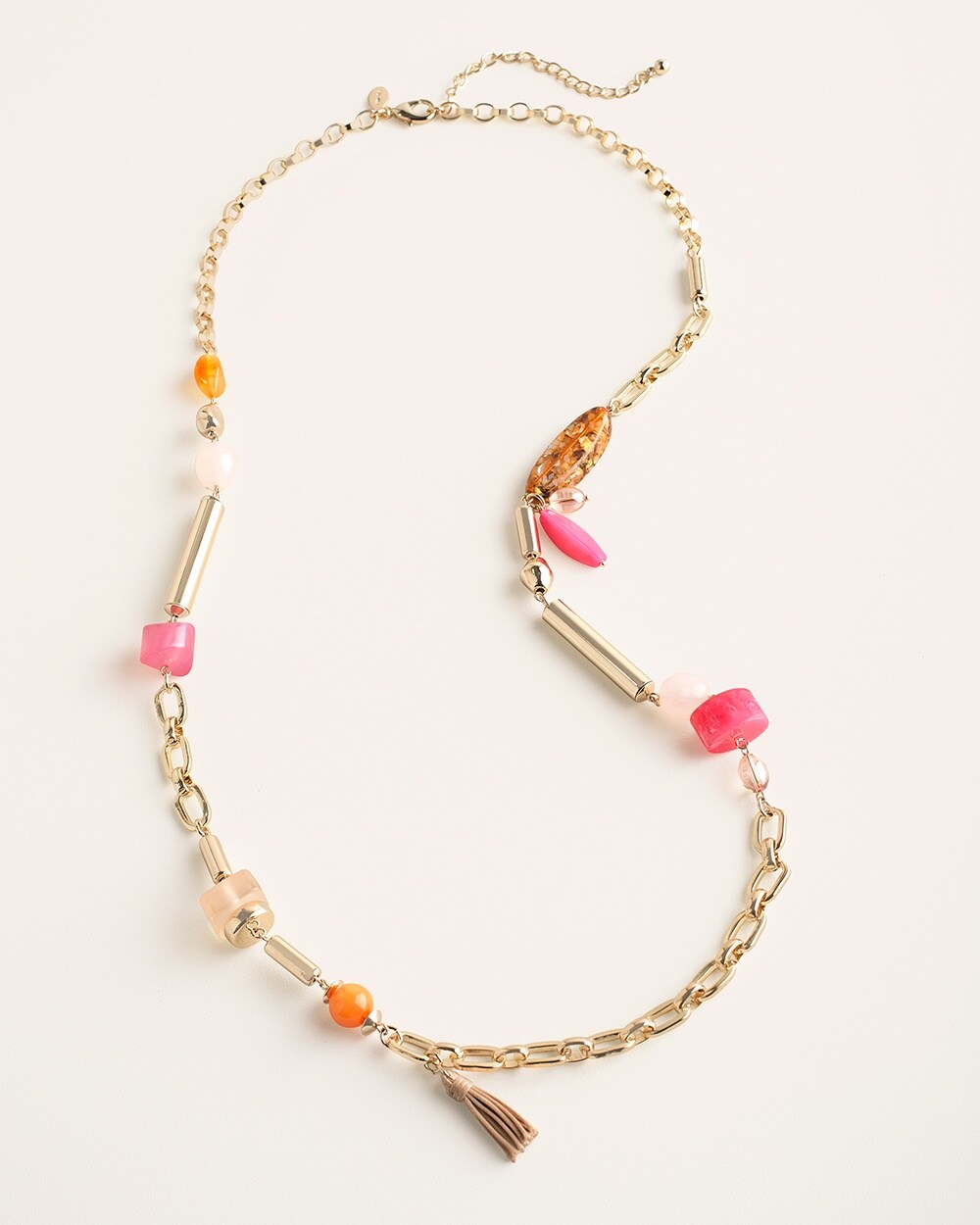 Long Fiery Gold-Tone Necklace