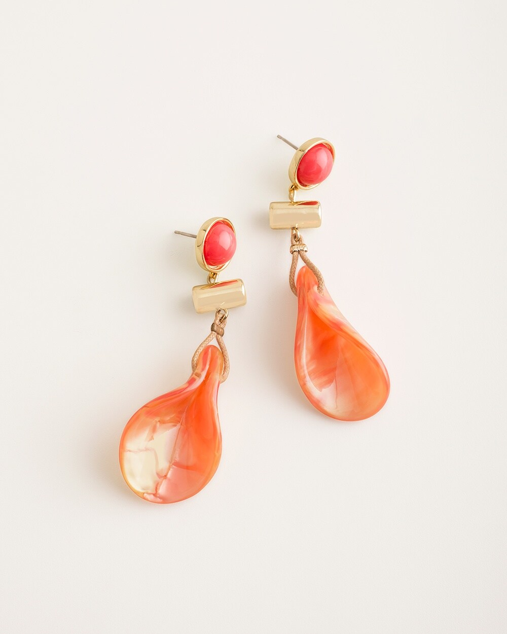 Fiery Gold-Tone Tulip Drop Earrings