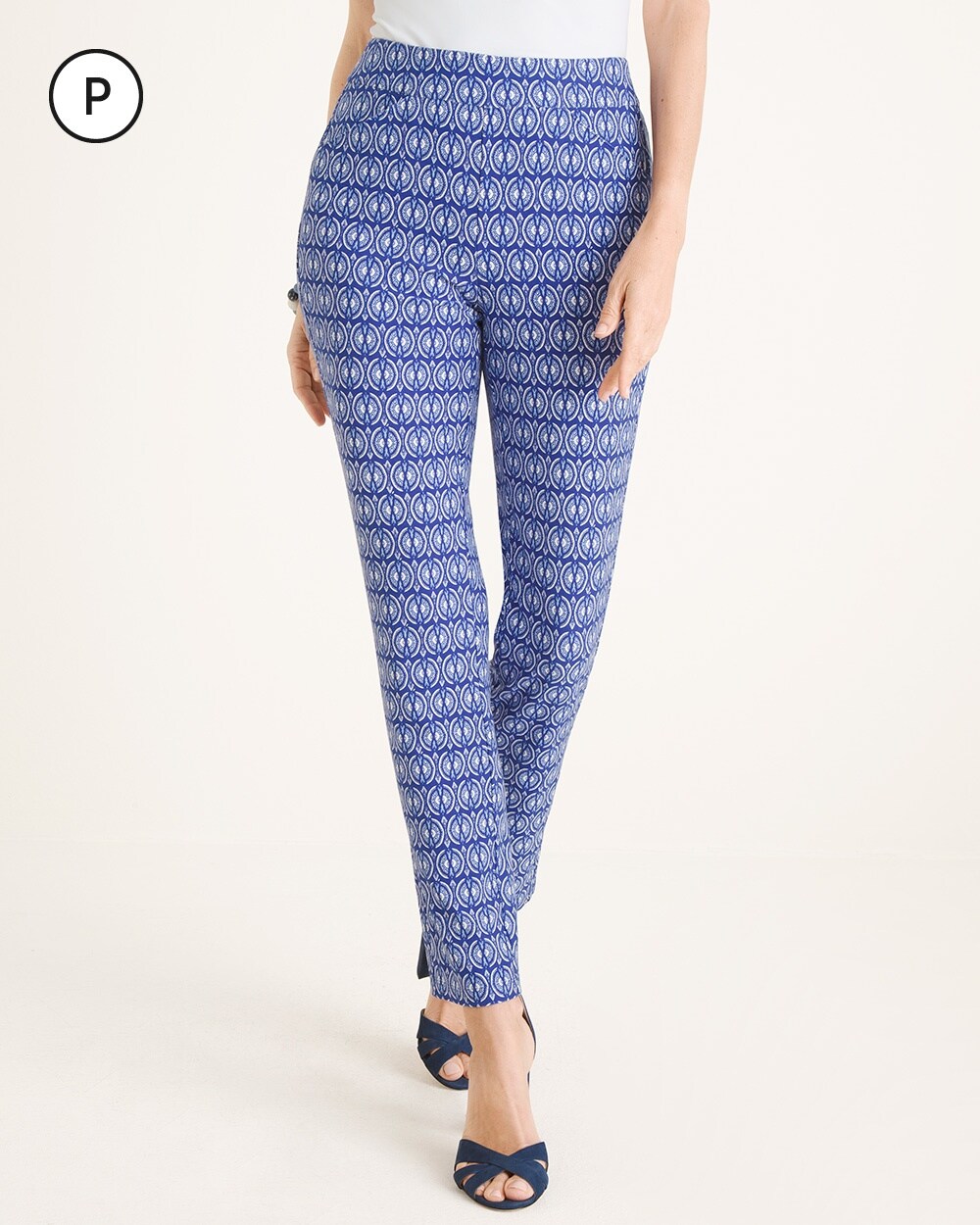 Travelers Collection Petite Printed Crepe Ankle Pants