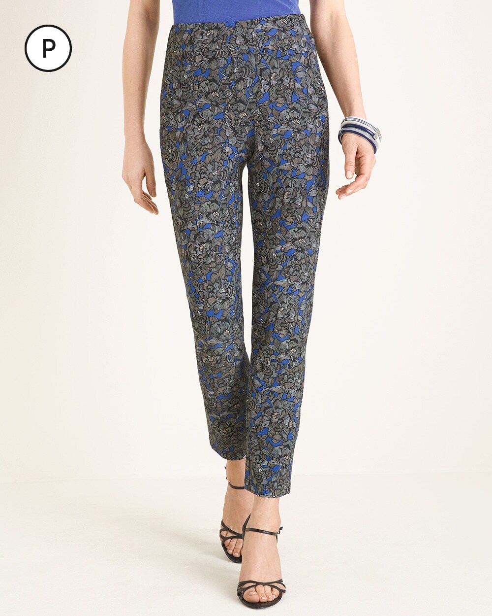 Travelers Collection Petite Printed Crepe Ankle Pants