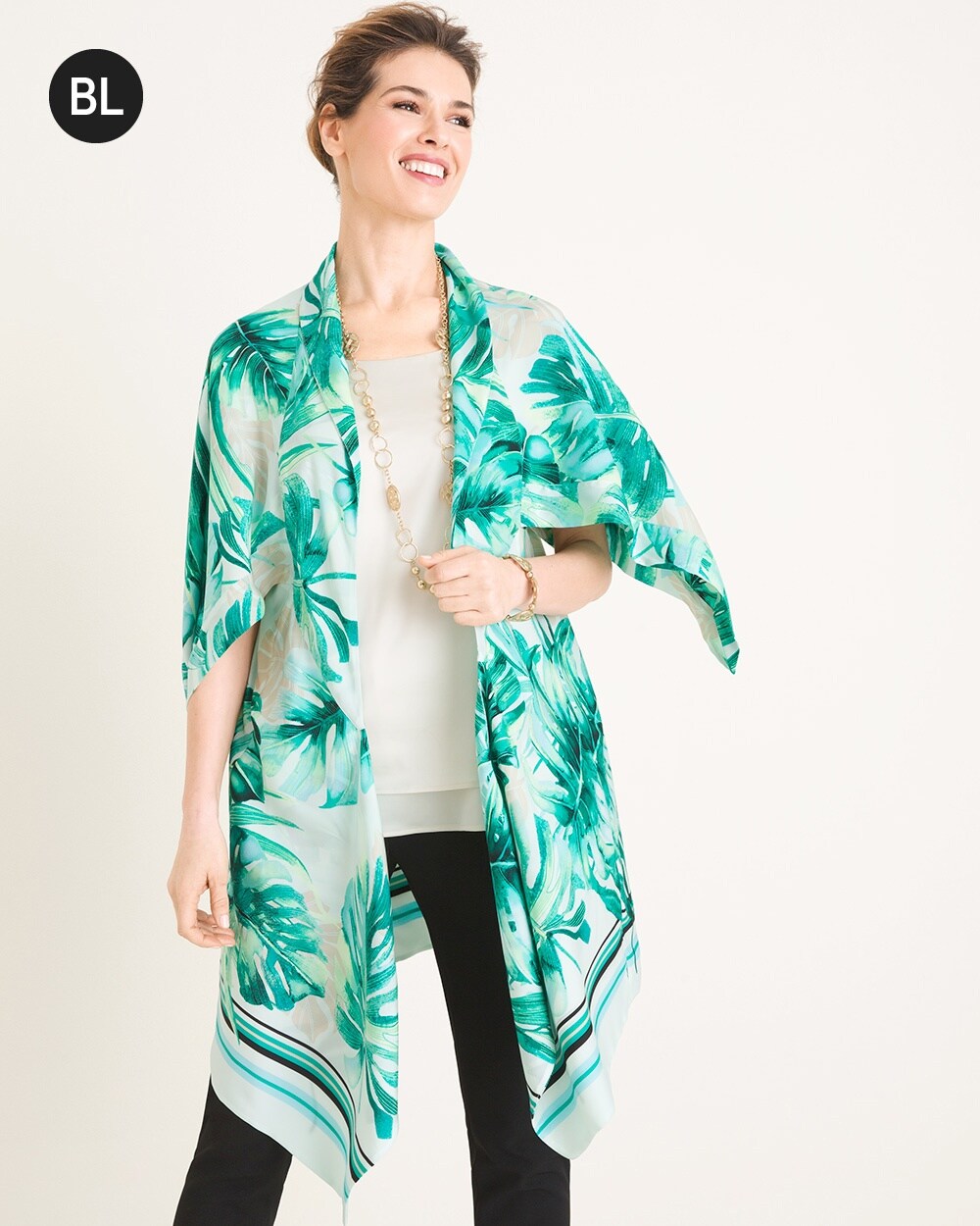 Black Label Palm-Print Kimono