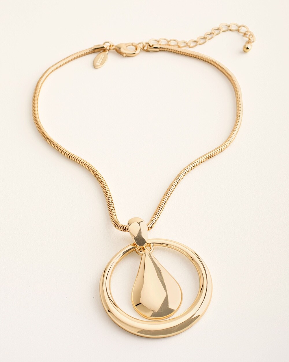 Short Gold-Tone Shine Pendant Necklace