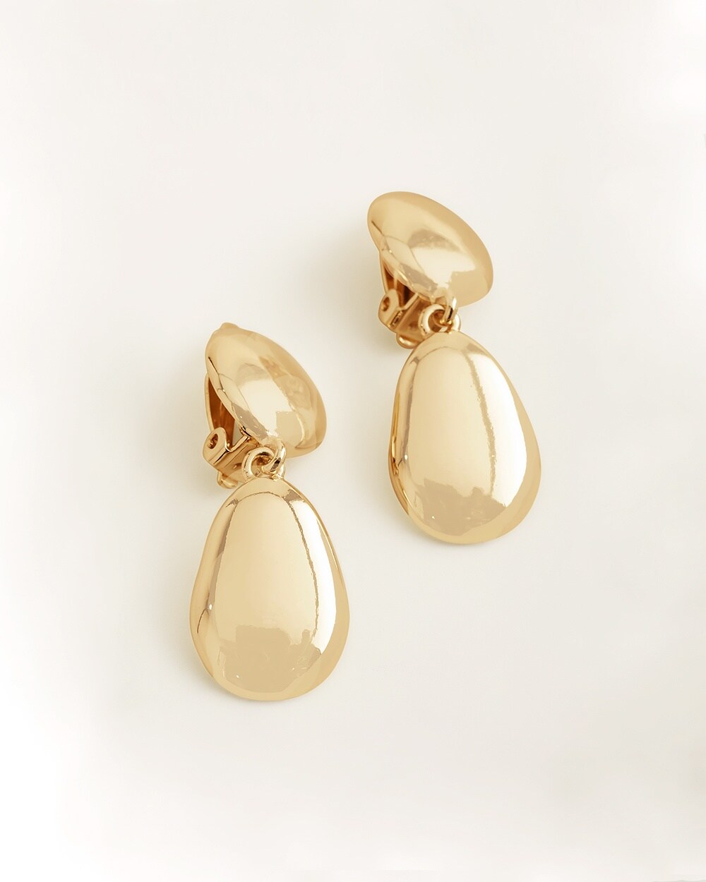 Gold-Tone Shine Clip-On Drop Earrings