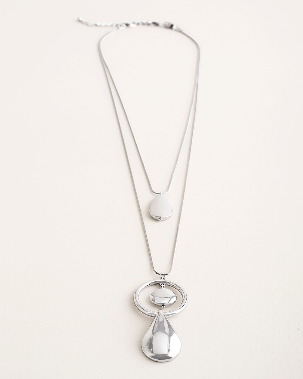 Convertible Silver-Tone Shine Triple-Pendant Necklace