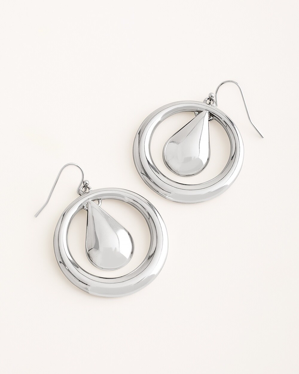 Silver-Tone Shine Drop Circlet Earrings