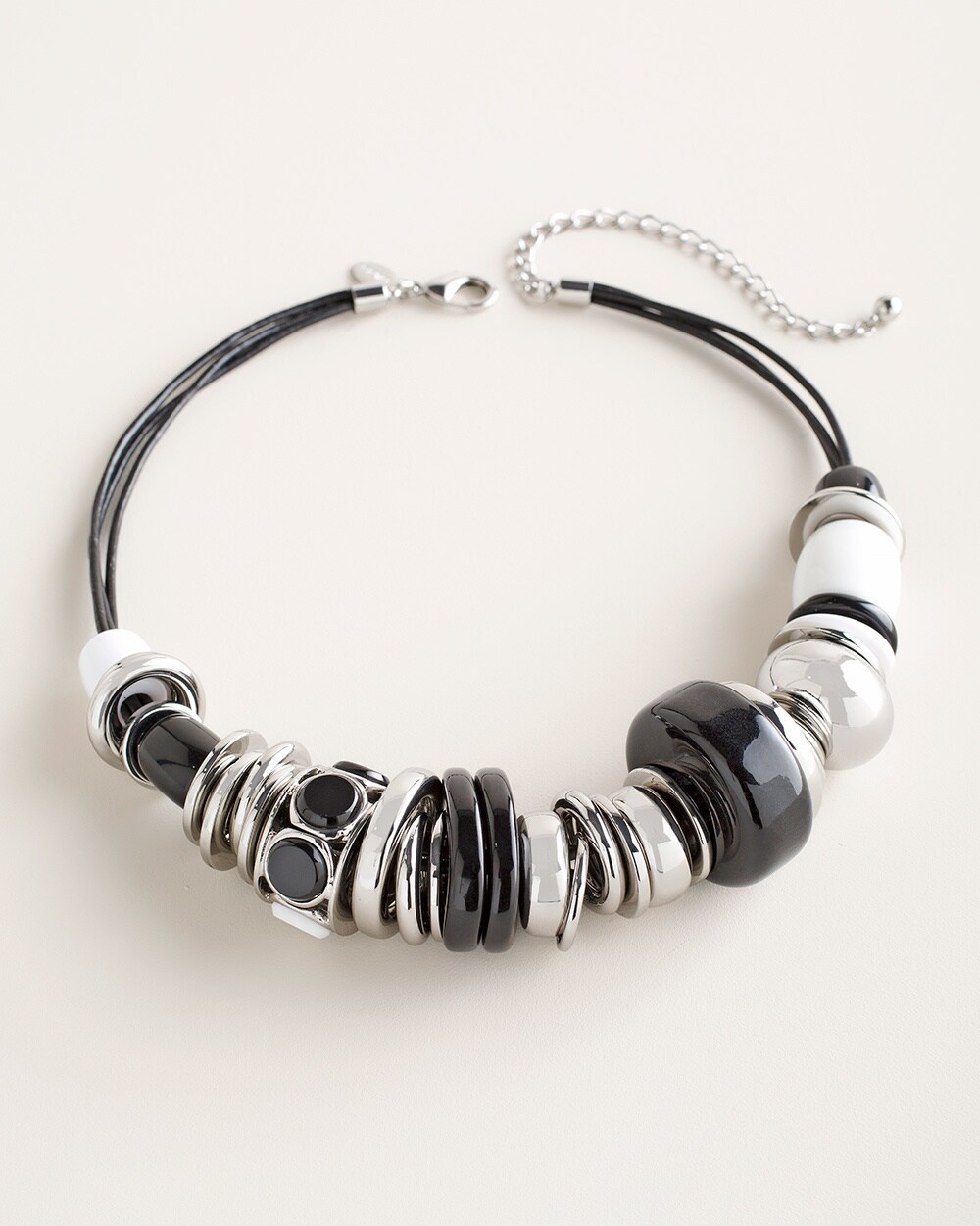 Black and White Ring Collar Necklace