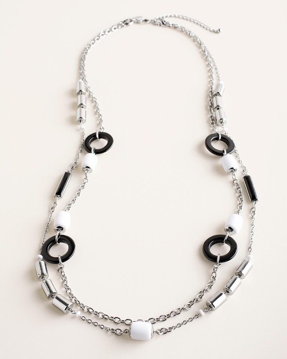 Convertible Black and White Sleek Multi-Strand Necklace
