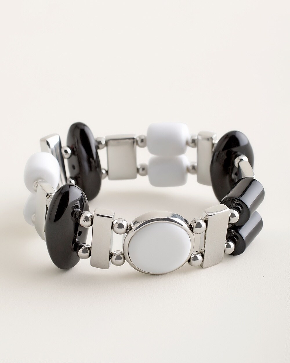 Black and White Sleek Stretch Bracelet