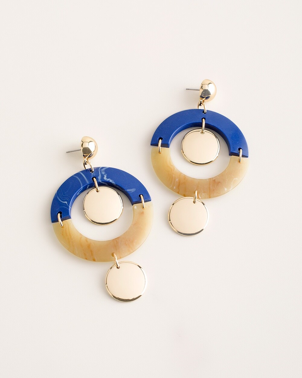 Blue and Neutral Chandelier Earrings