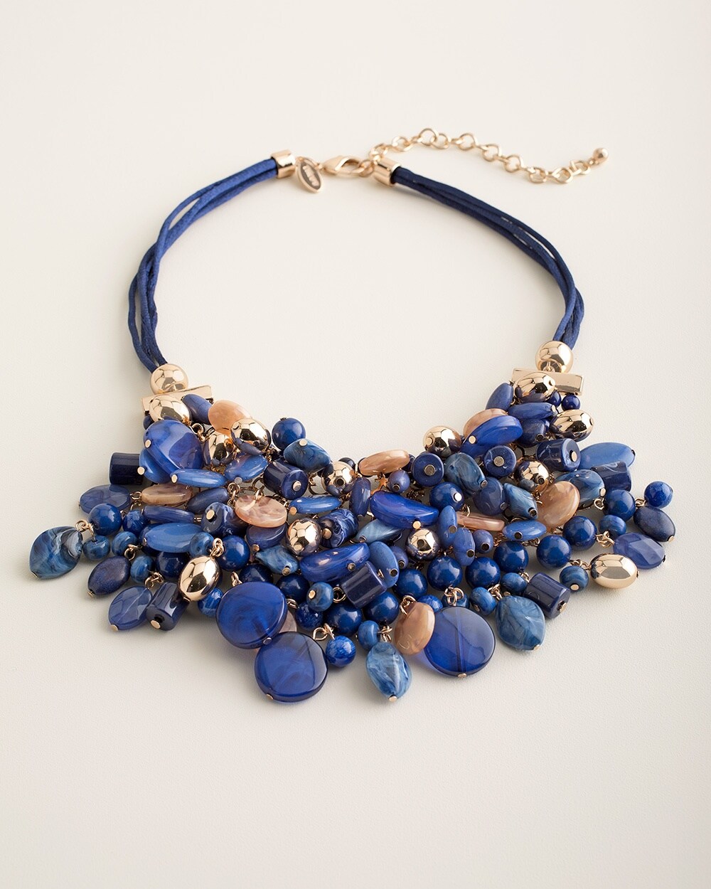 Blue and Neutral Bib Necklace