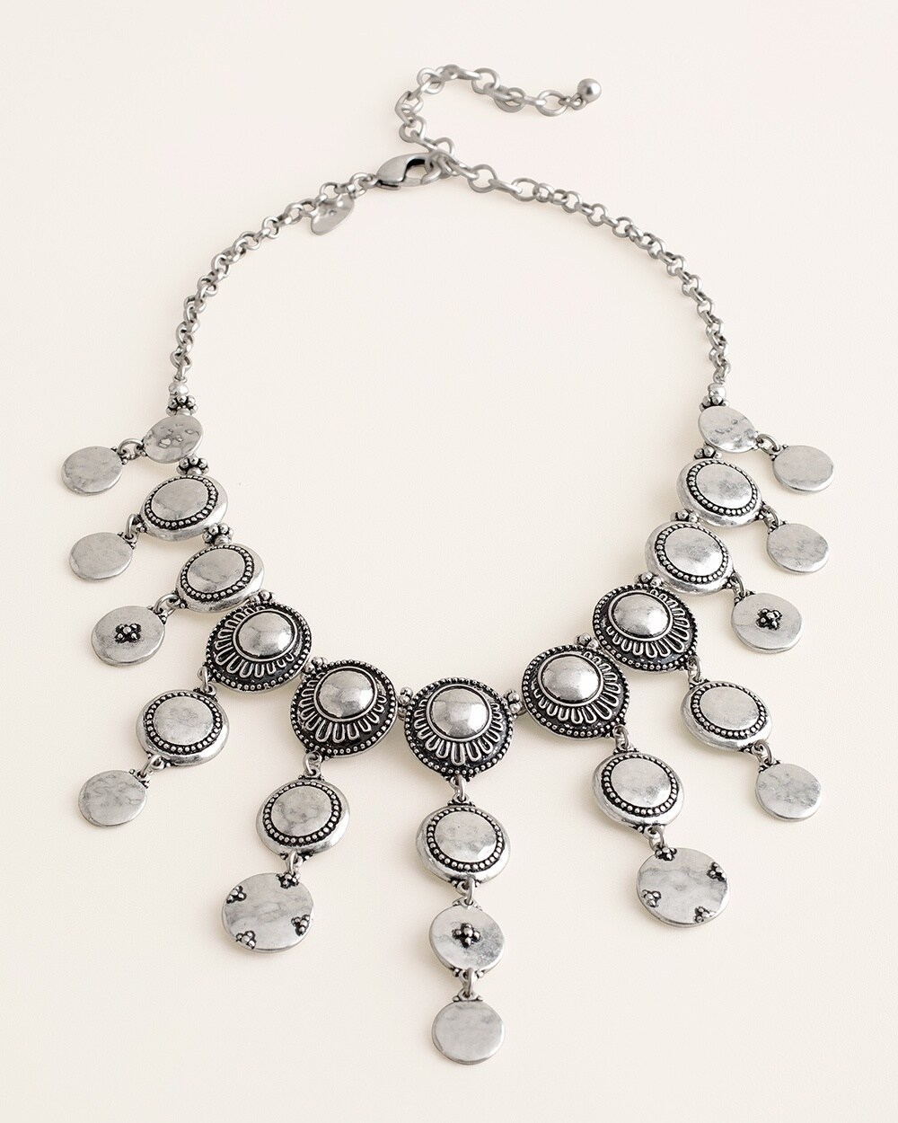 Silver-Tone Circlet Bib Necklace