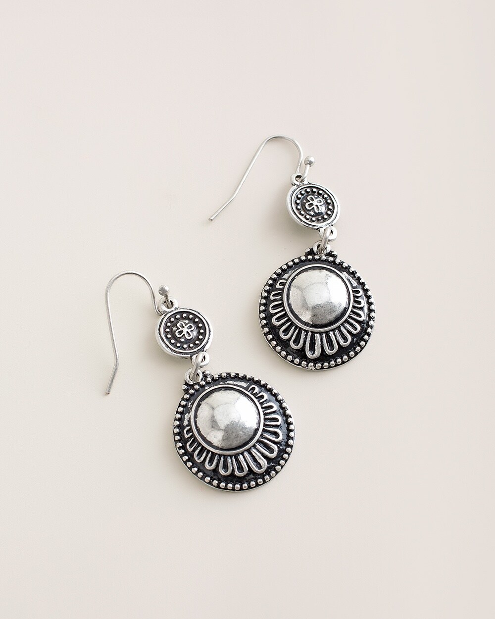 Silver-Tone Circlet Drop Earrings