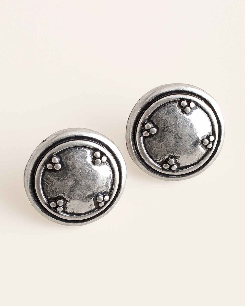 Silver-Tone Circlet Stud Earrings