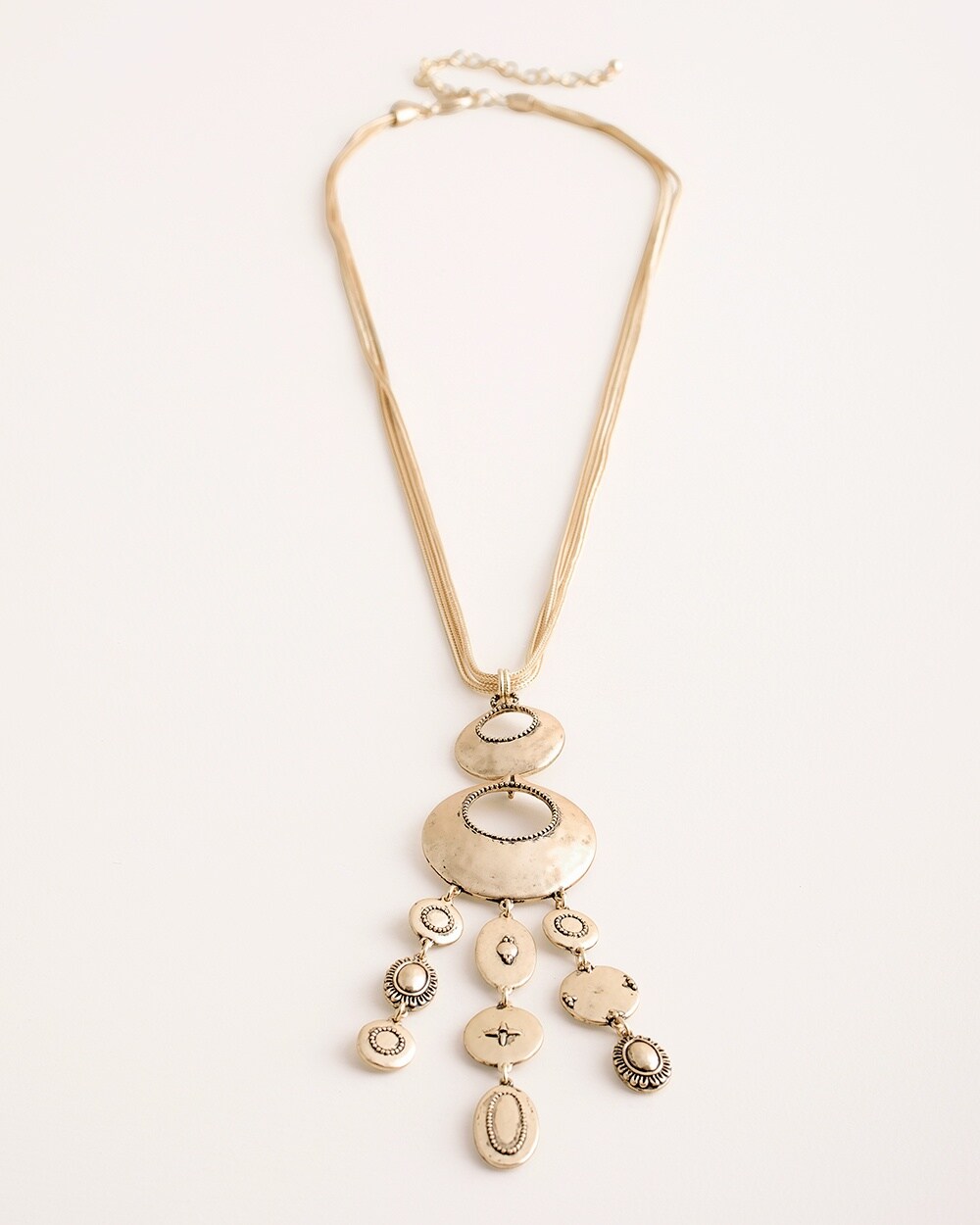 Long Gold-Tone Circlet Pendant Necklace