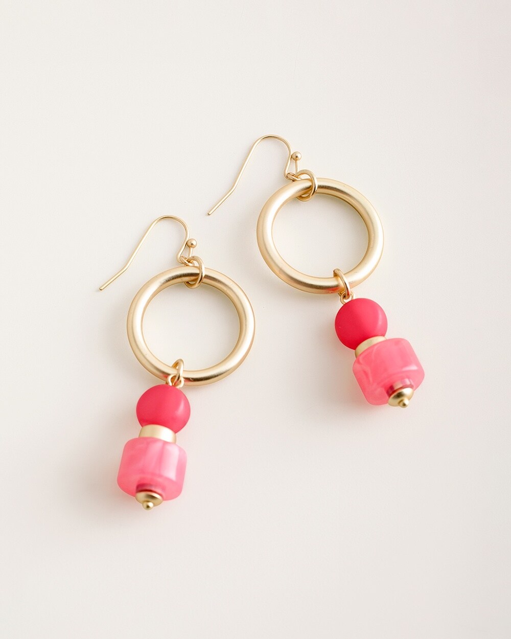 Pink and Gold-Tone Drop Earrings