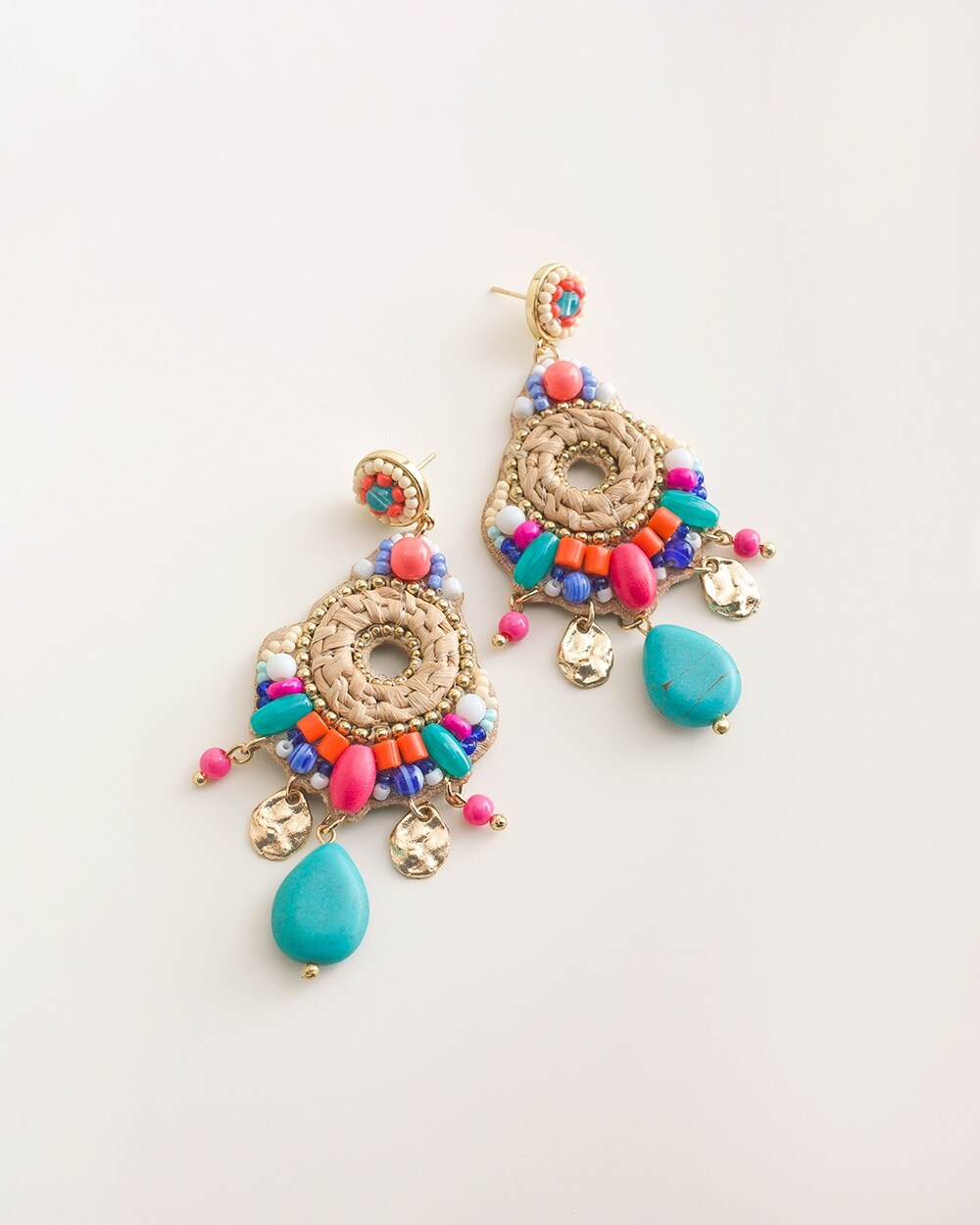 Multi-Colored Beaded Statement Earrings