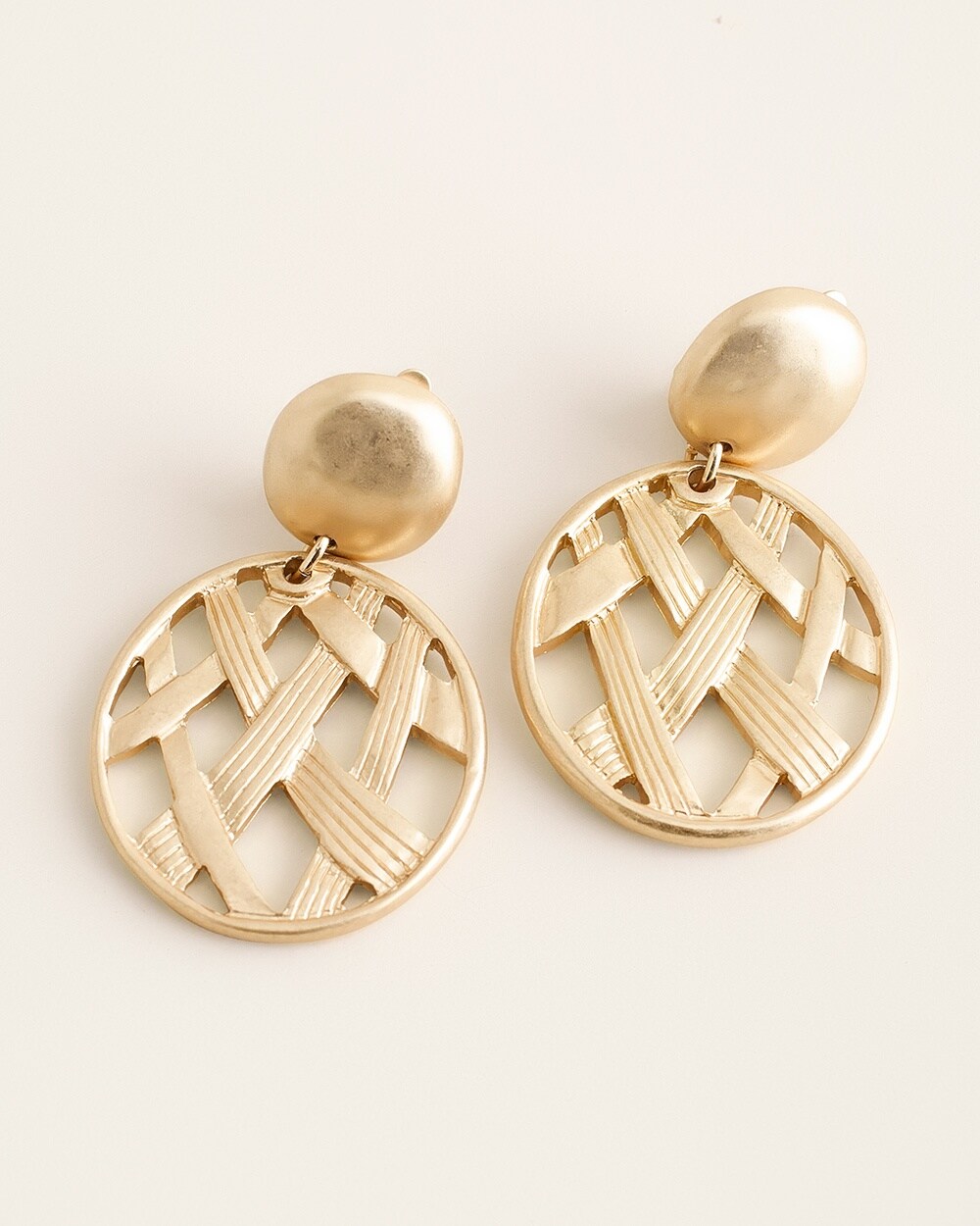 Gold-Tone Weave Clip-On Earrings