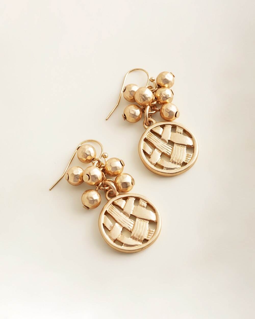 Gold-Tone Weave Cluster Earrings