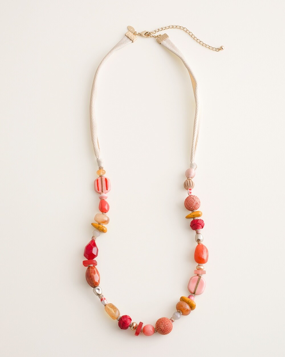 Long Coral Single-Strand Necklace