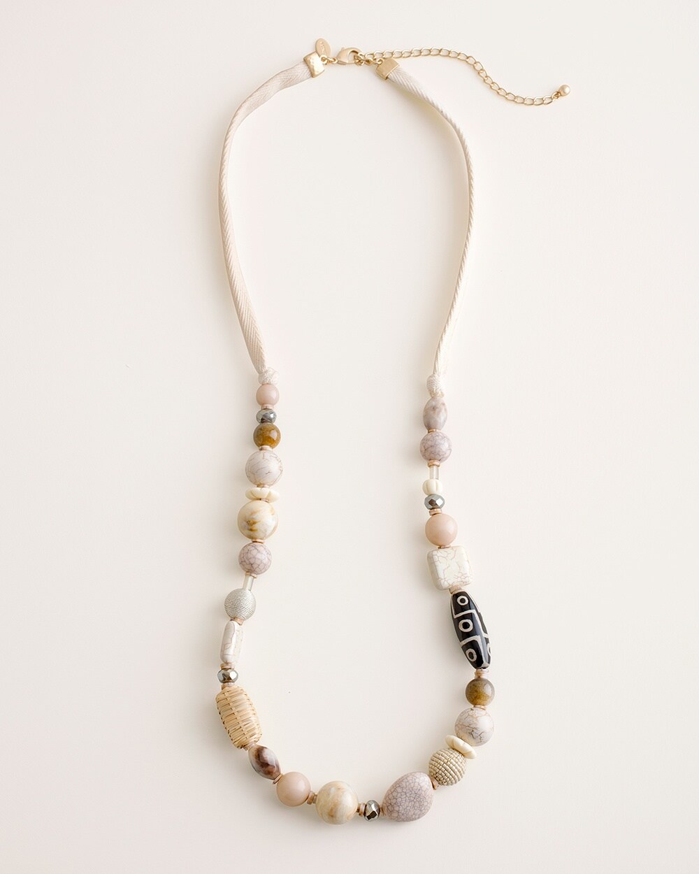 Neutral Beaded Single-Strand Necklace