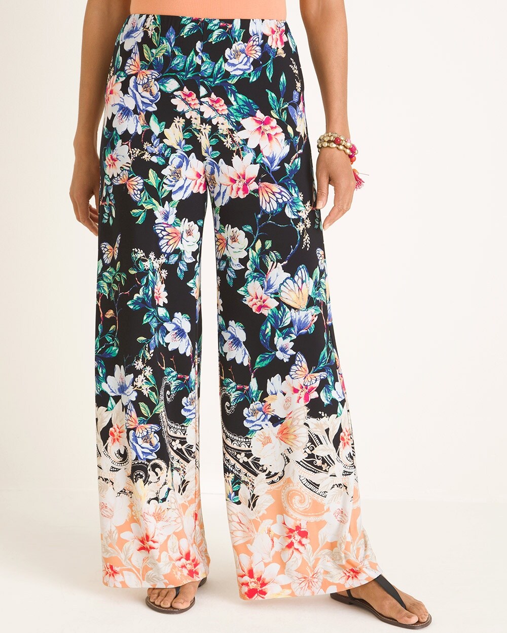 Butterfly Garden-Print Palazzo Pants