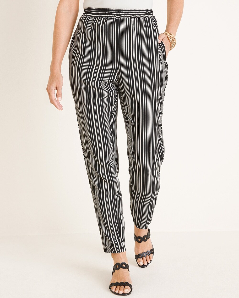 Striped Tapered Ankle Pants