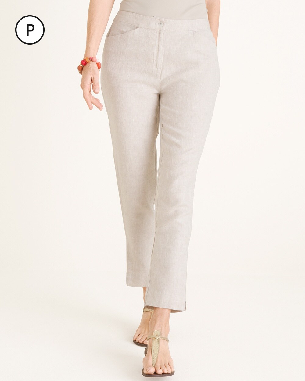 Petite Linen Tapered Ankle Pants