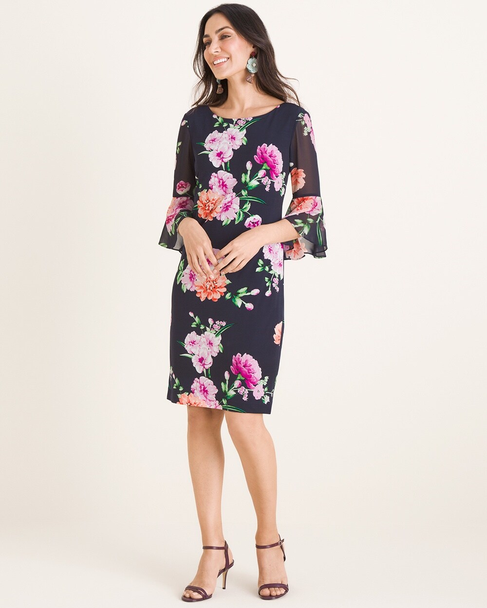 Floral Sleeve-Detail Dress