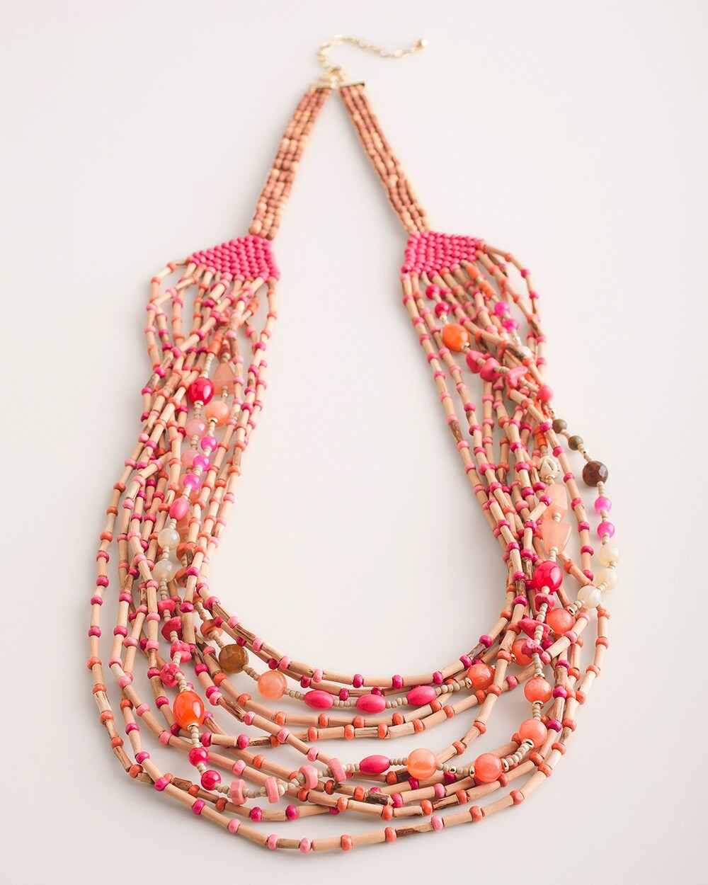 Warm-Tone Beaded Multi-Strand Necklace