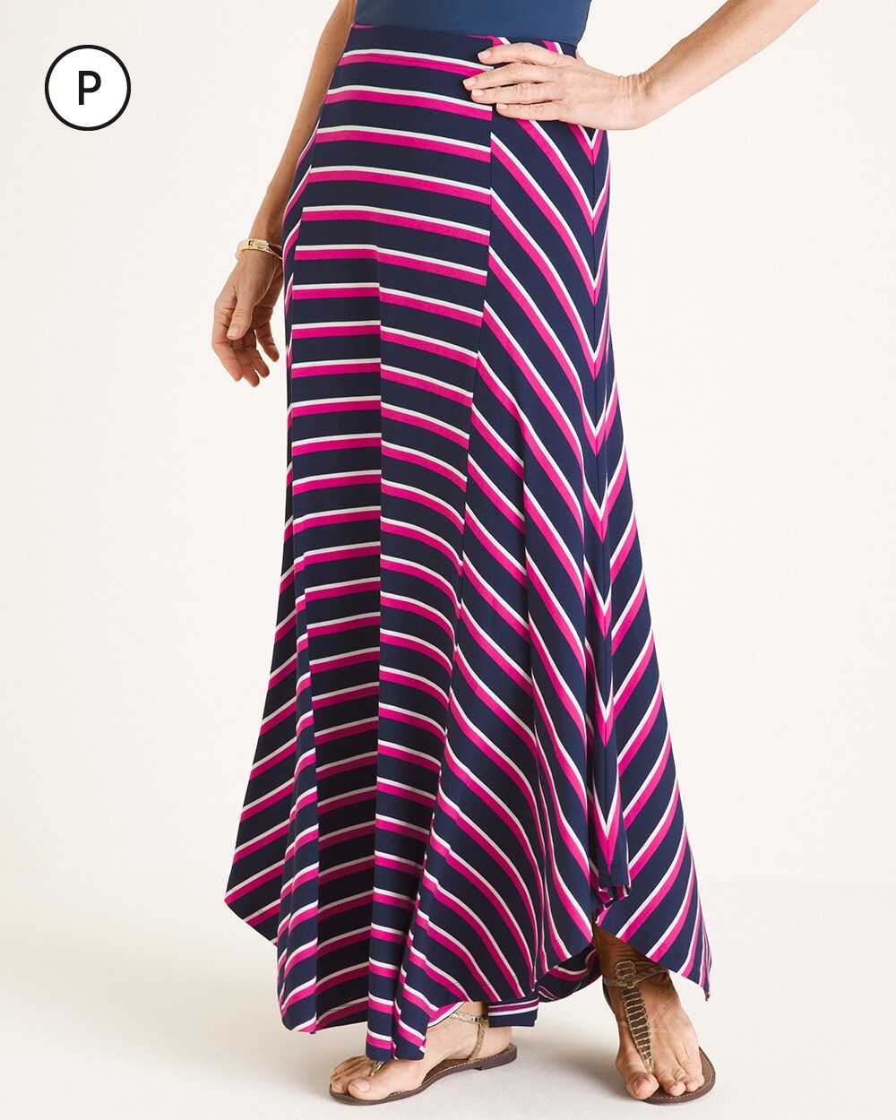 Petite Multi-Colored Striped Maxi Skirt