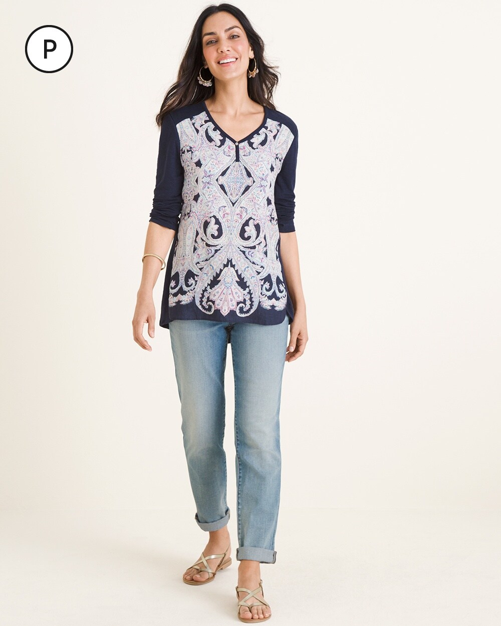 Petite High-Low Paisley Top - Chico's