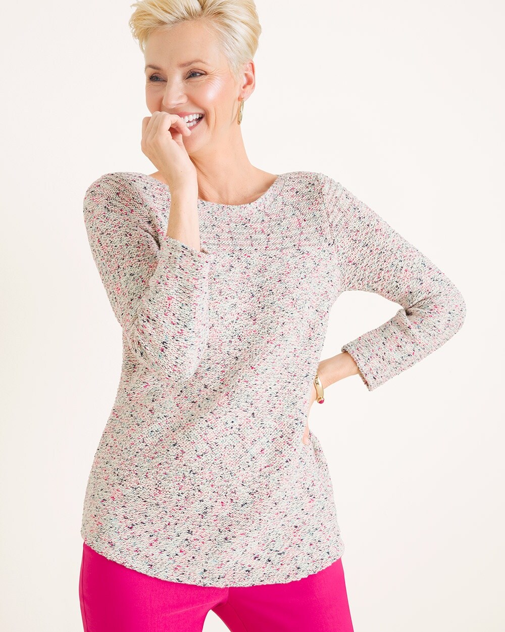 Multi-Colored Textured Mix Pullover