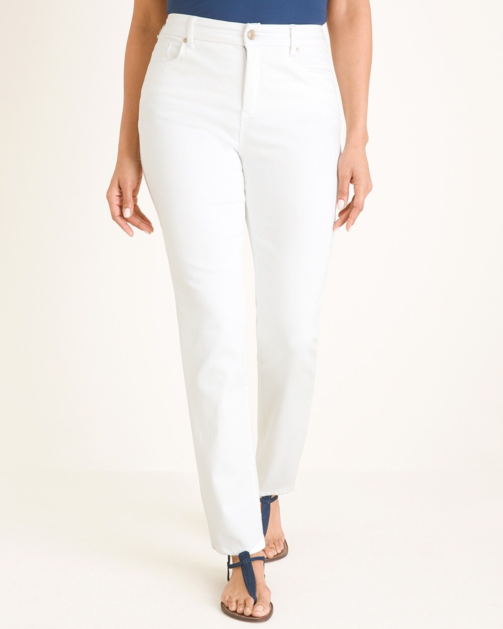 So Slimming No-Stain White Girlfriend Jeans