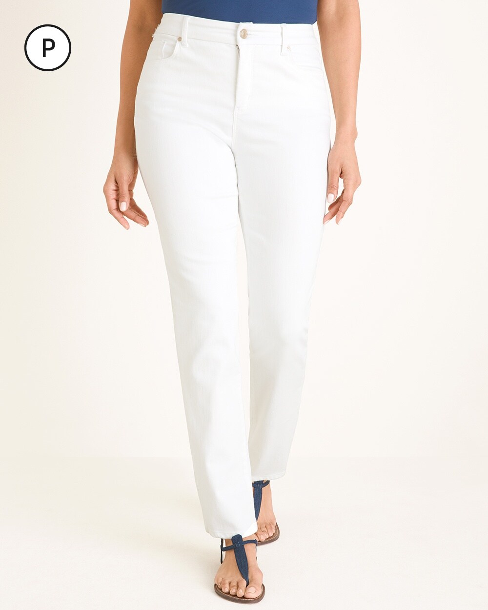So Slimming Petite No-Stain White Girlfriend Jeans