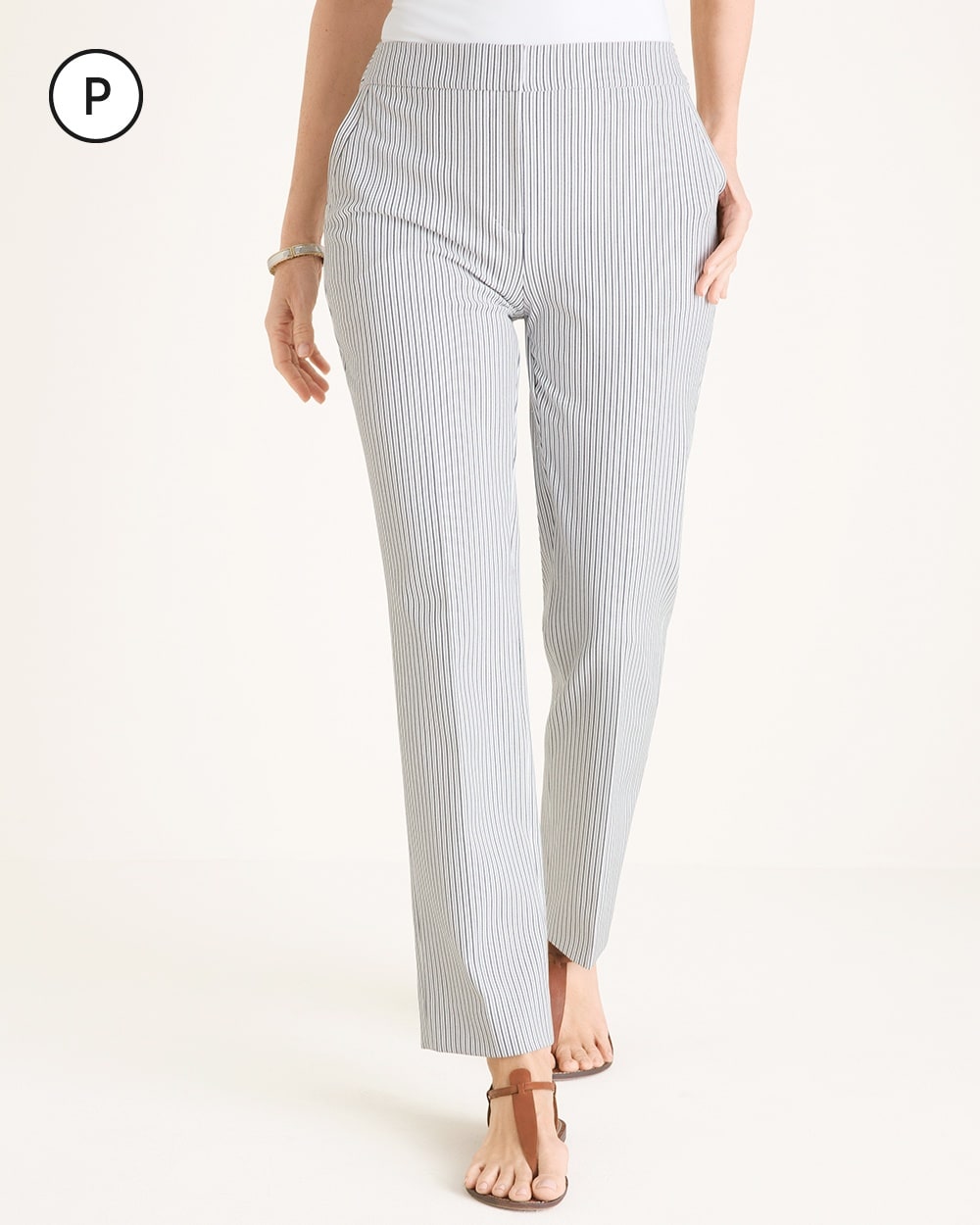 Petite Pinstriped Straight-Leg Pants