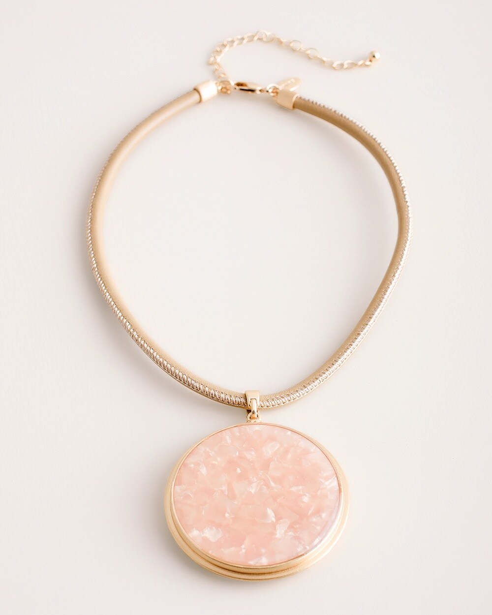 Short Sleek Reversible Pink Pendant Necklace