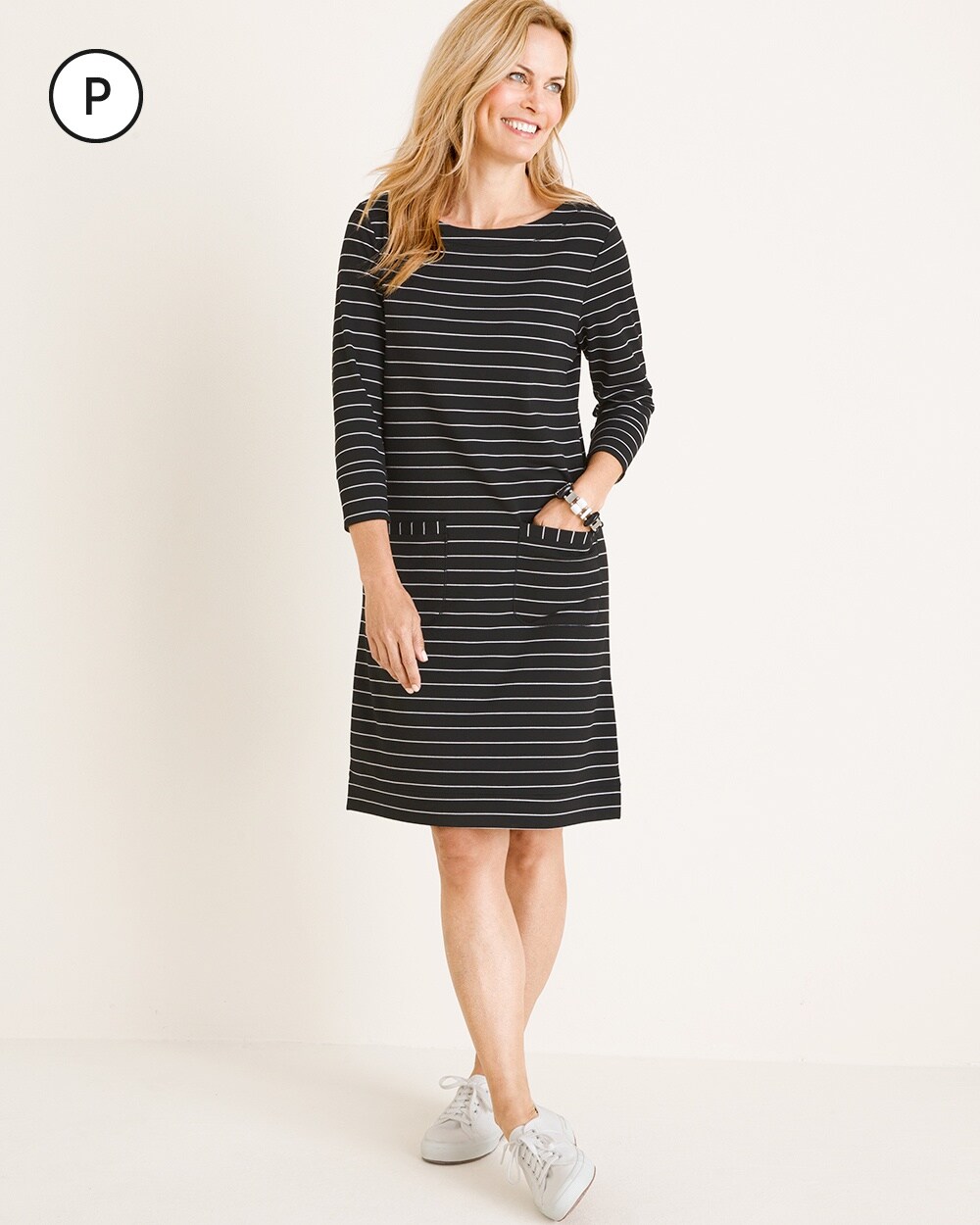 Zenergy Petite Striped Knit Dress