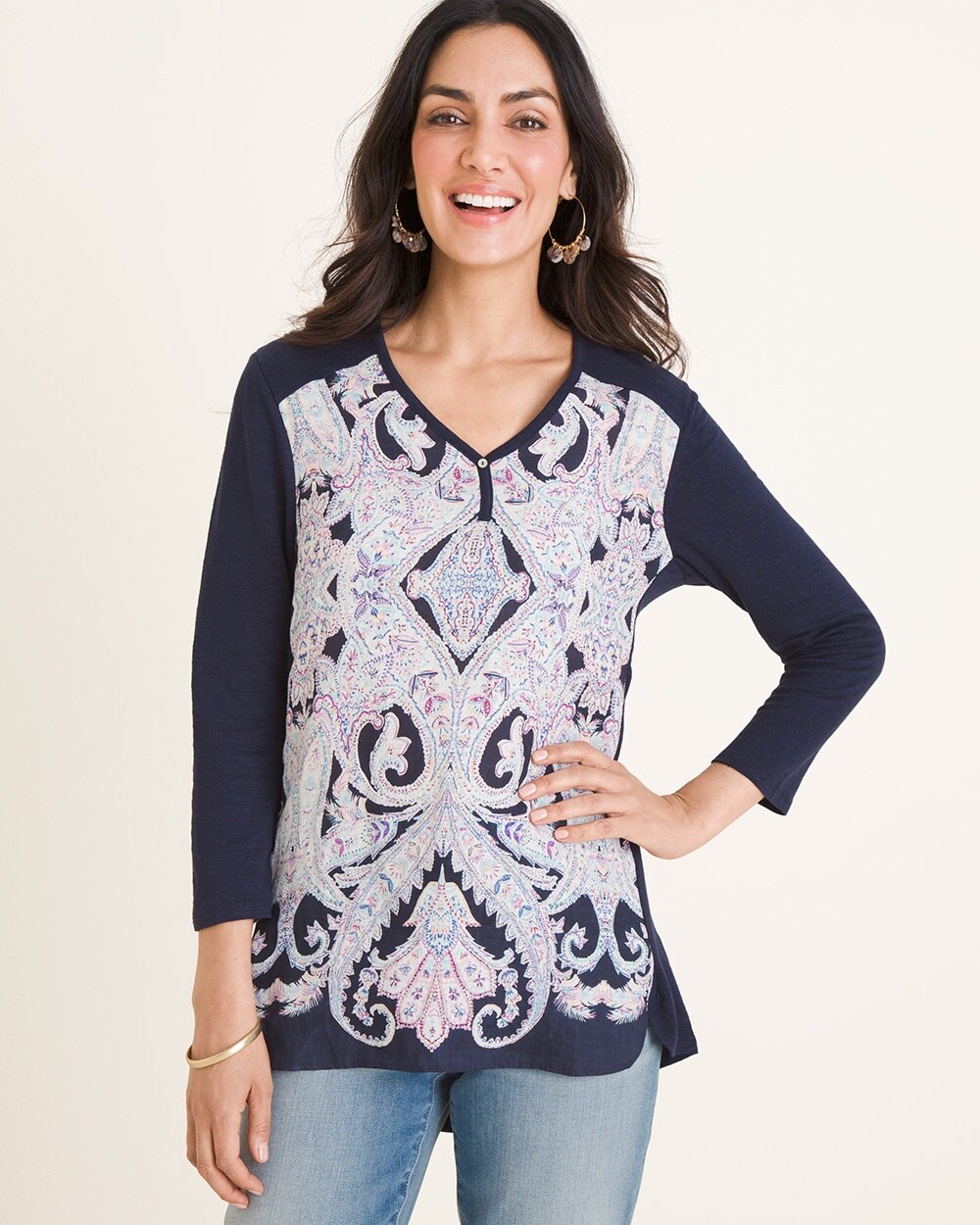 High-Low Paisley Top